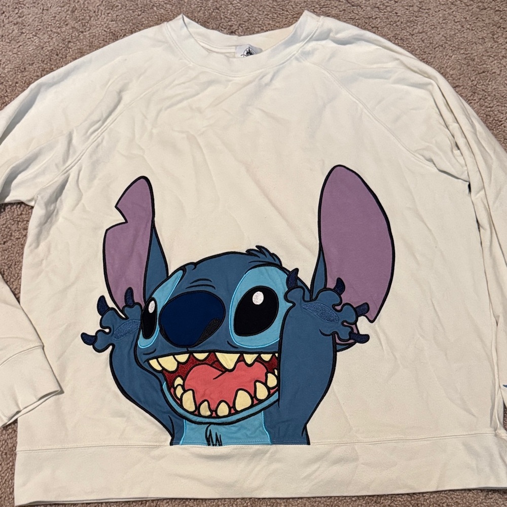 Disney Stitch Sweatshirt - Cream and Blue